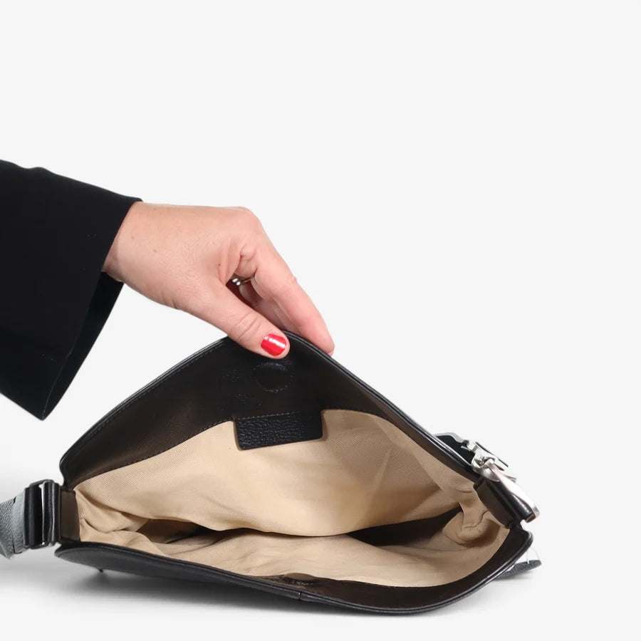 Marco Crossbody Bag - Black with Black Strap