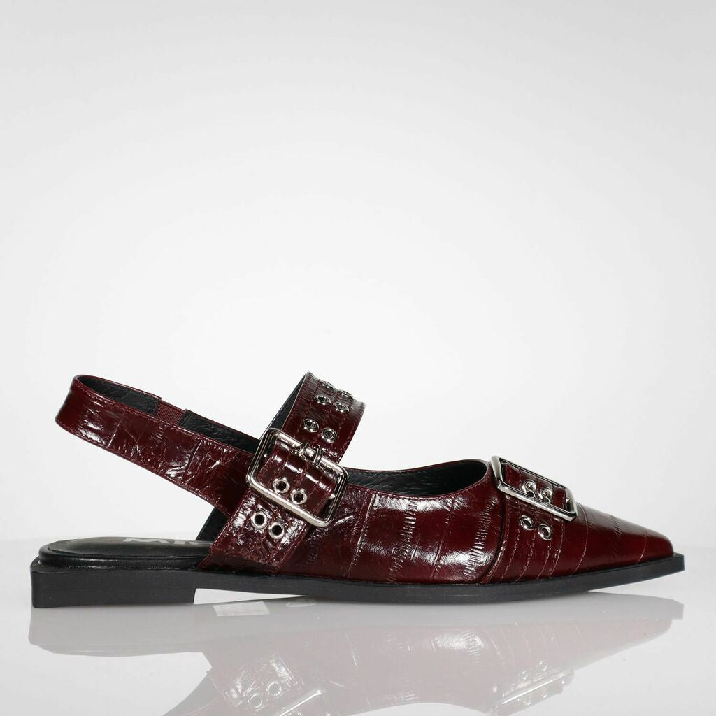 Minx Mor Sling Back Sandal - Bordo Croc