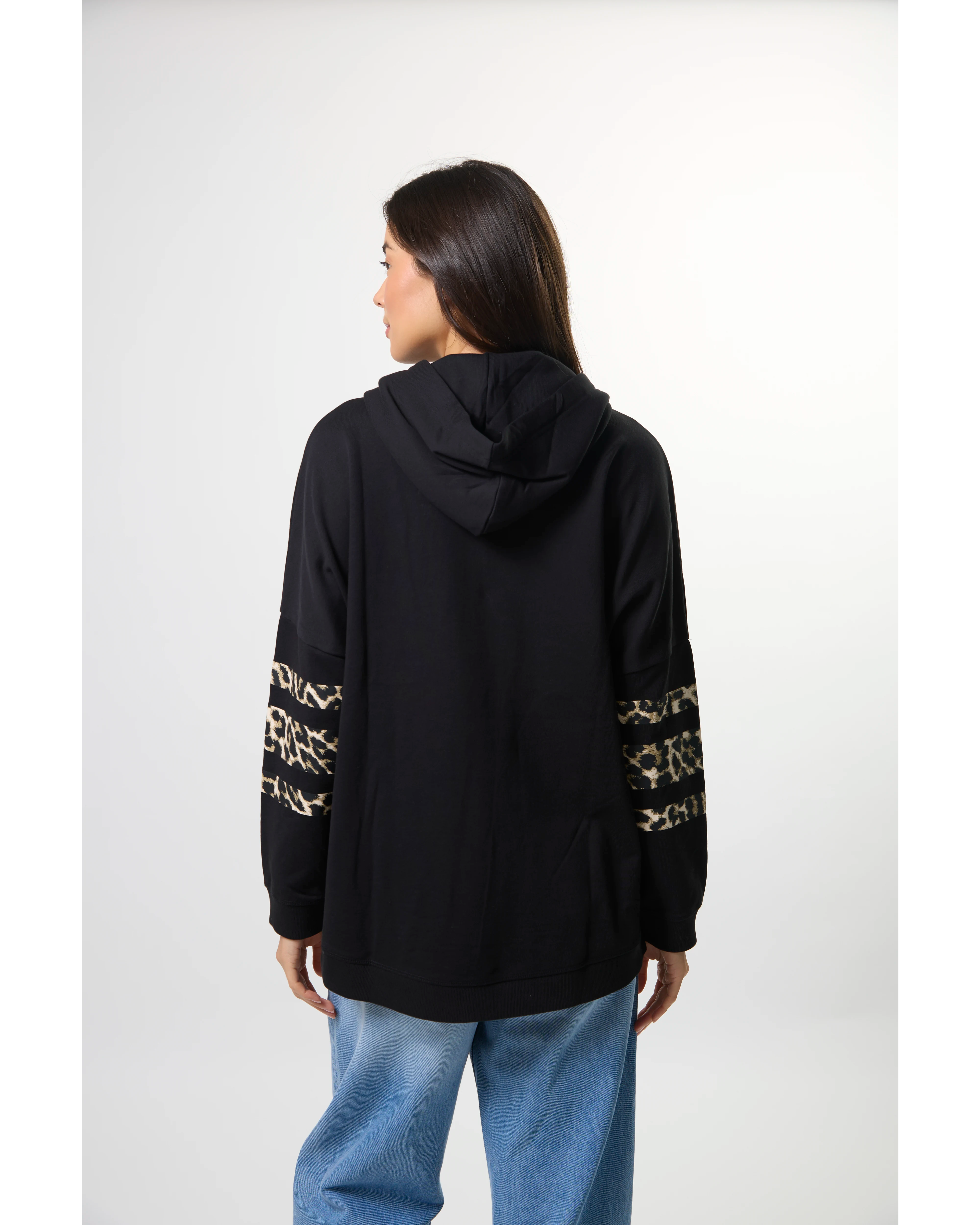 Newport Hoodie - Black Leopard Icon Stripe