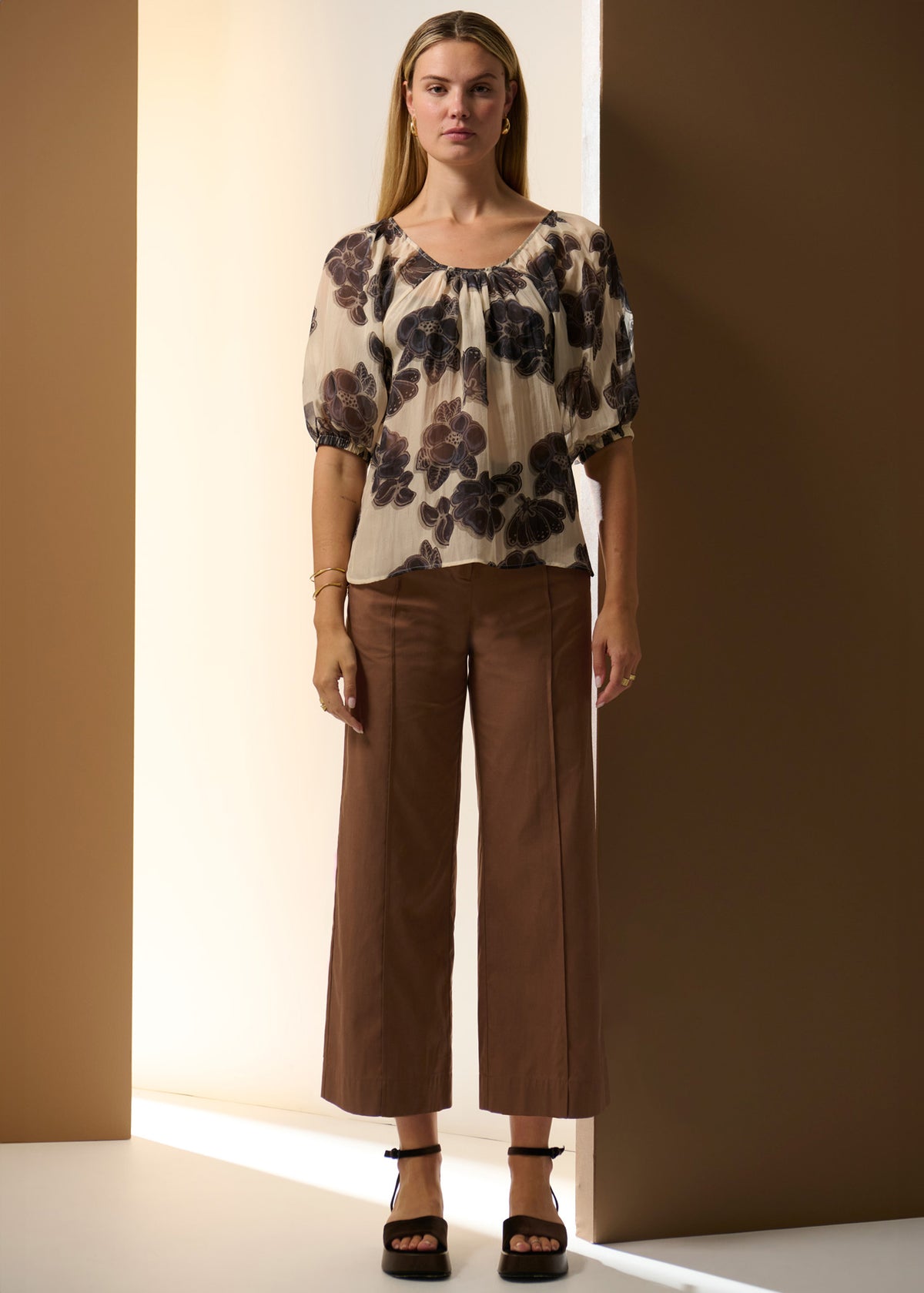 Pol Odette Belted Pant - Chocolate