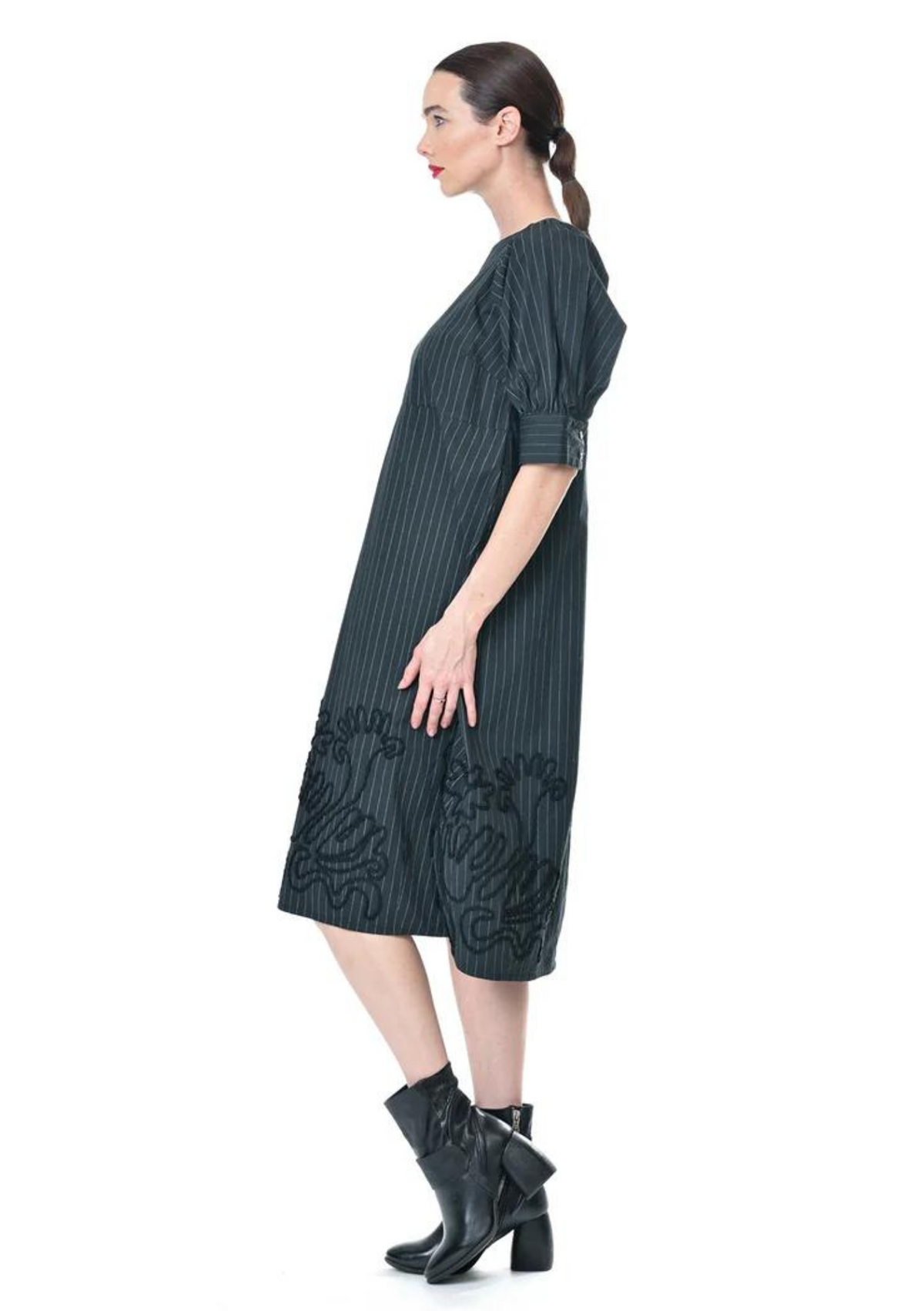 Megan Salmon CLEARANCE Pinstripe Joseph Dress - Black