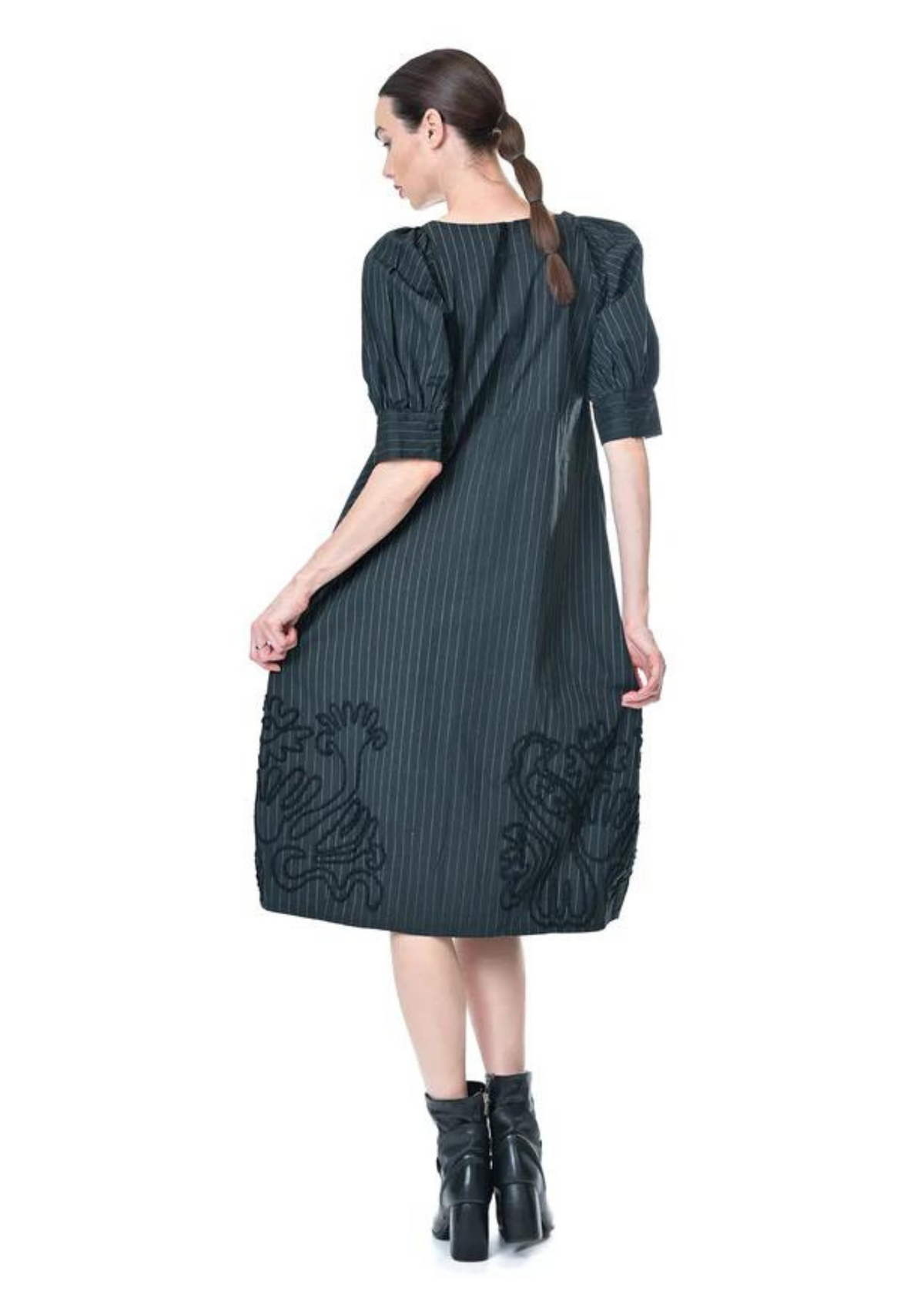 Megan Salmon CLEARANCE Pinstripe Joseph Dress - Black