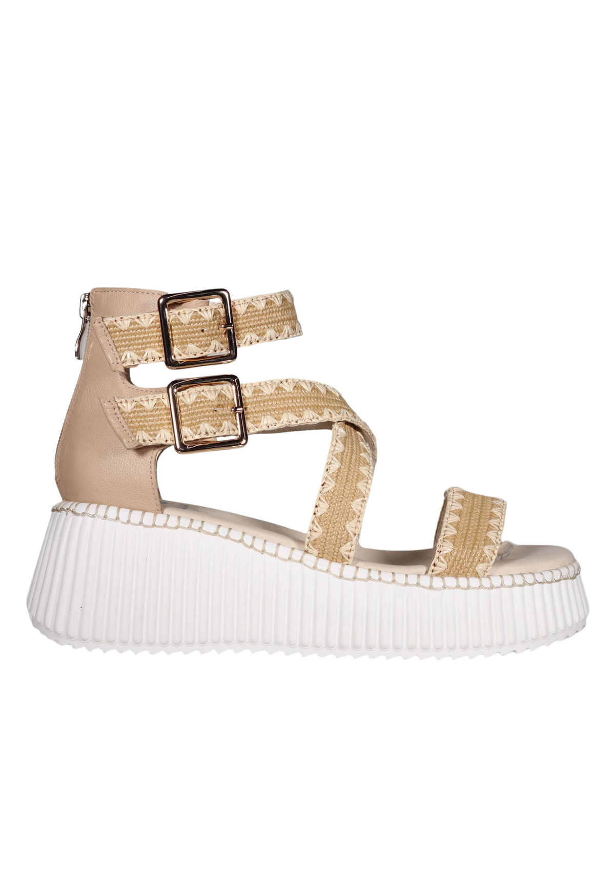 Minx Plaza Woven Sandal - Nude Raffia