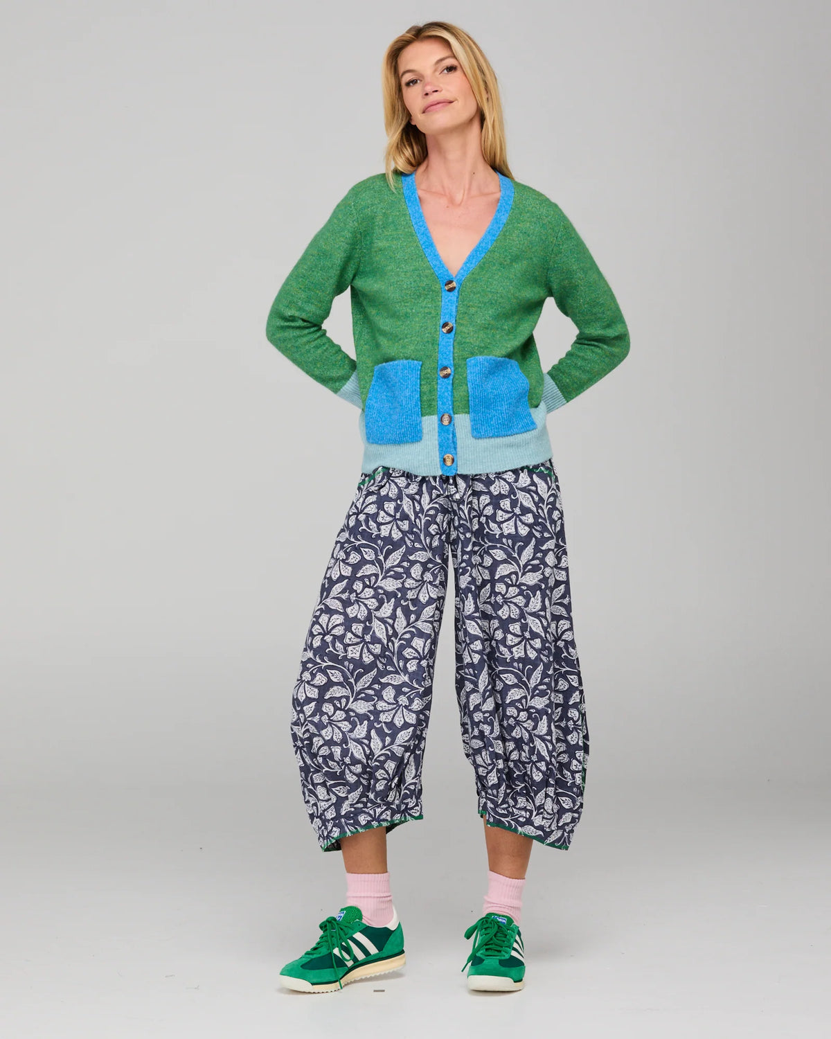 Boom Shankar Poet Cardigan - Green Multi