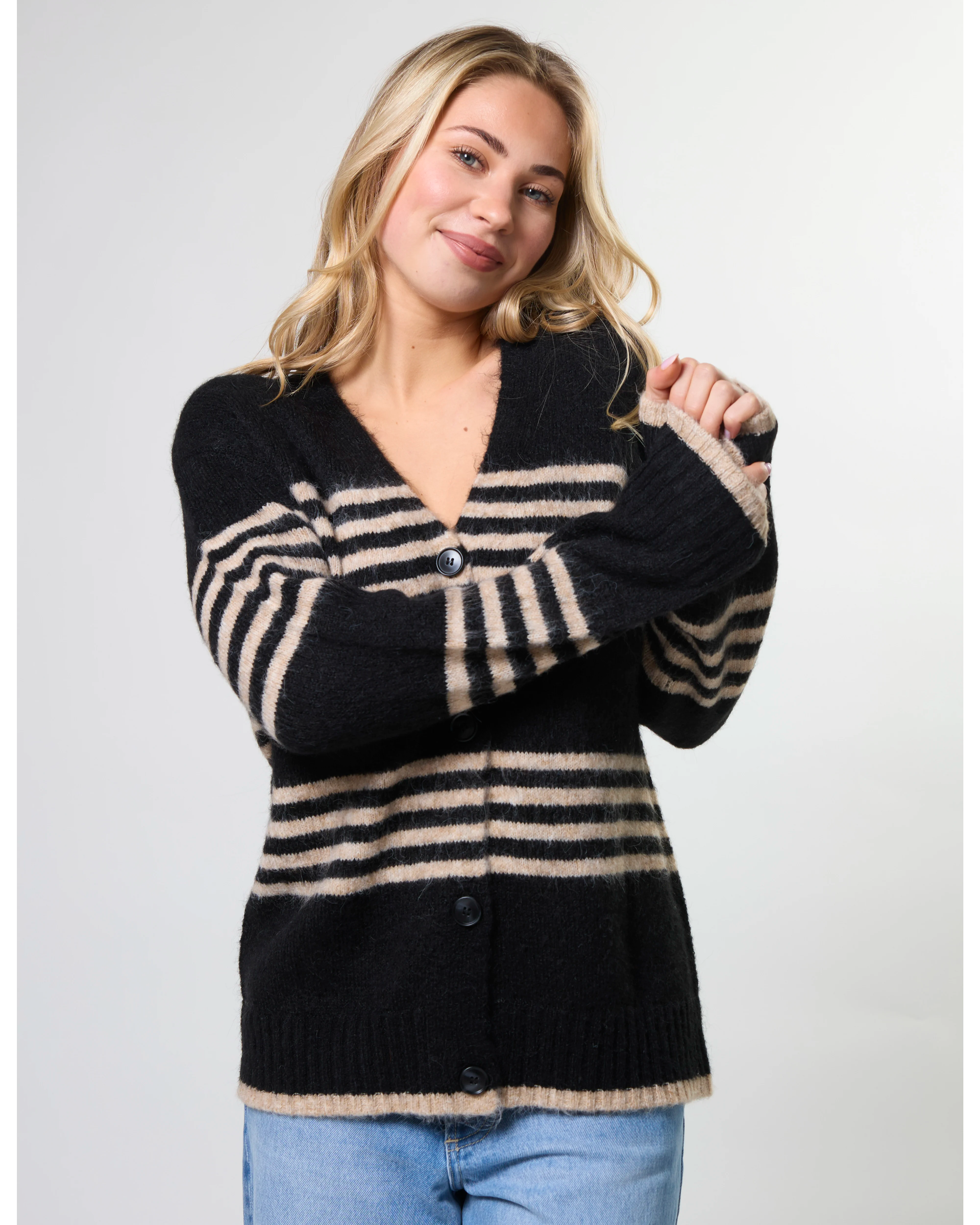 Stripe Cardigan - Black Sand