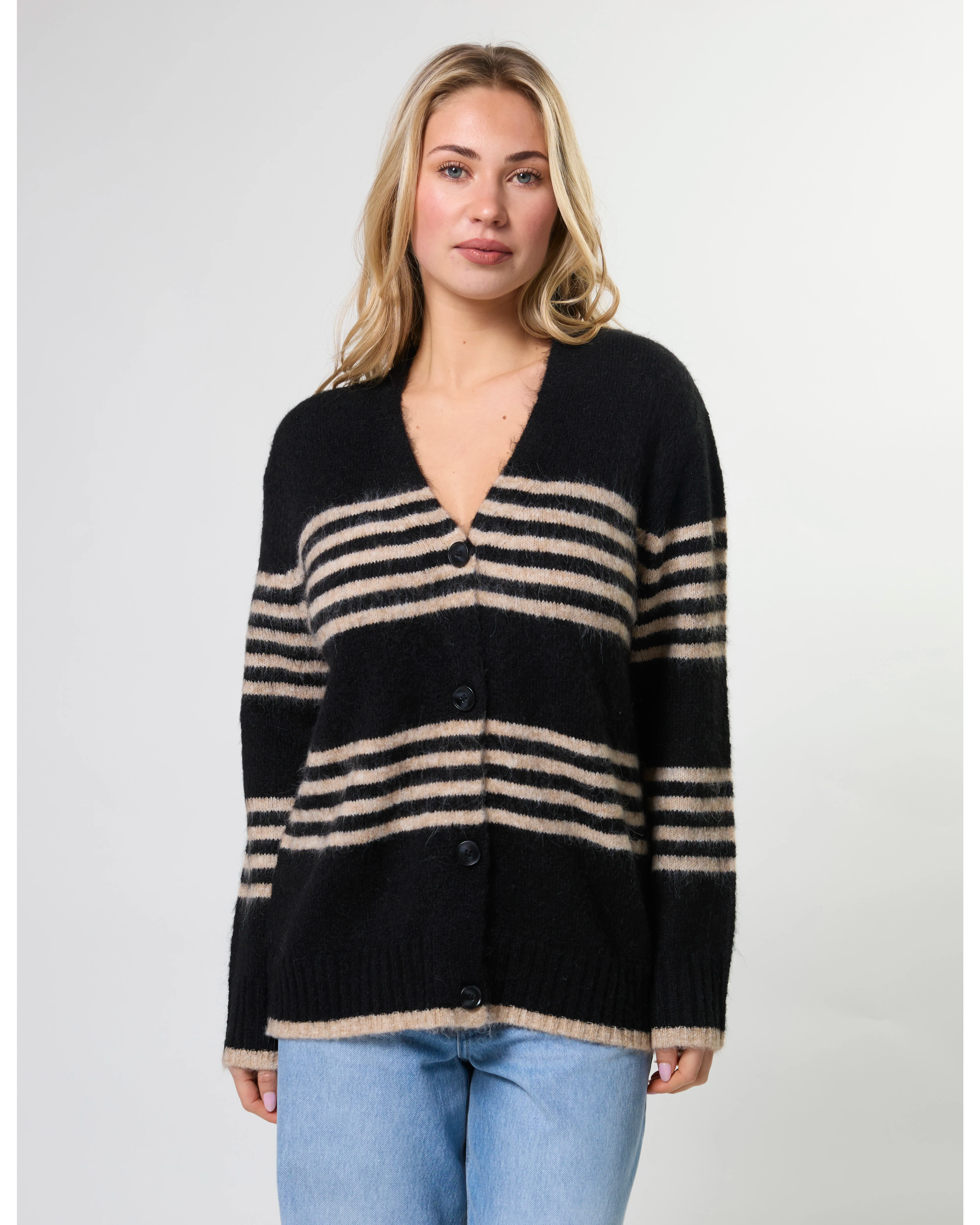 Stripe Cardigan - Black Sand