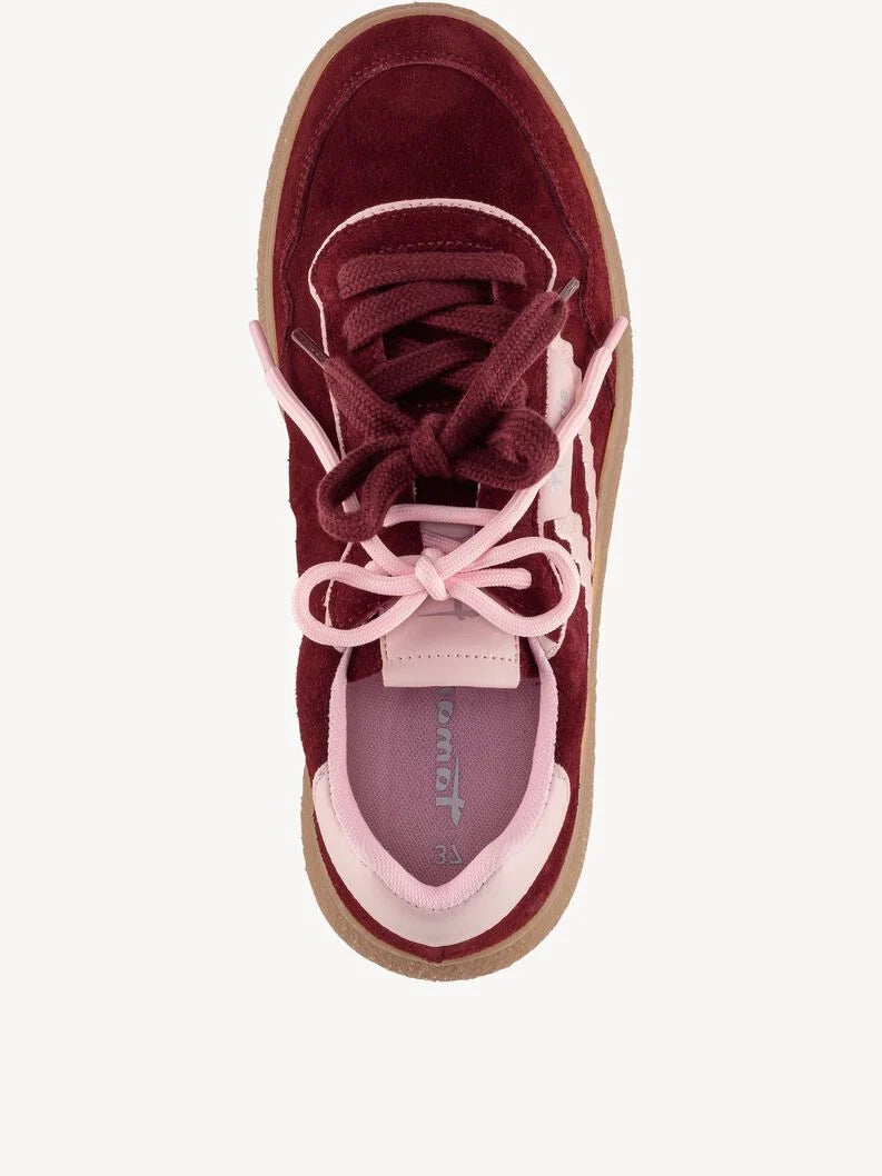 Tamaris Leather Sneaker - Merlot Comb