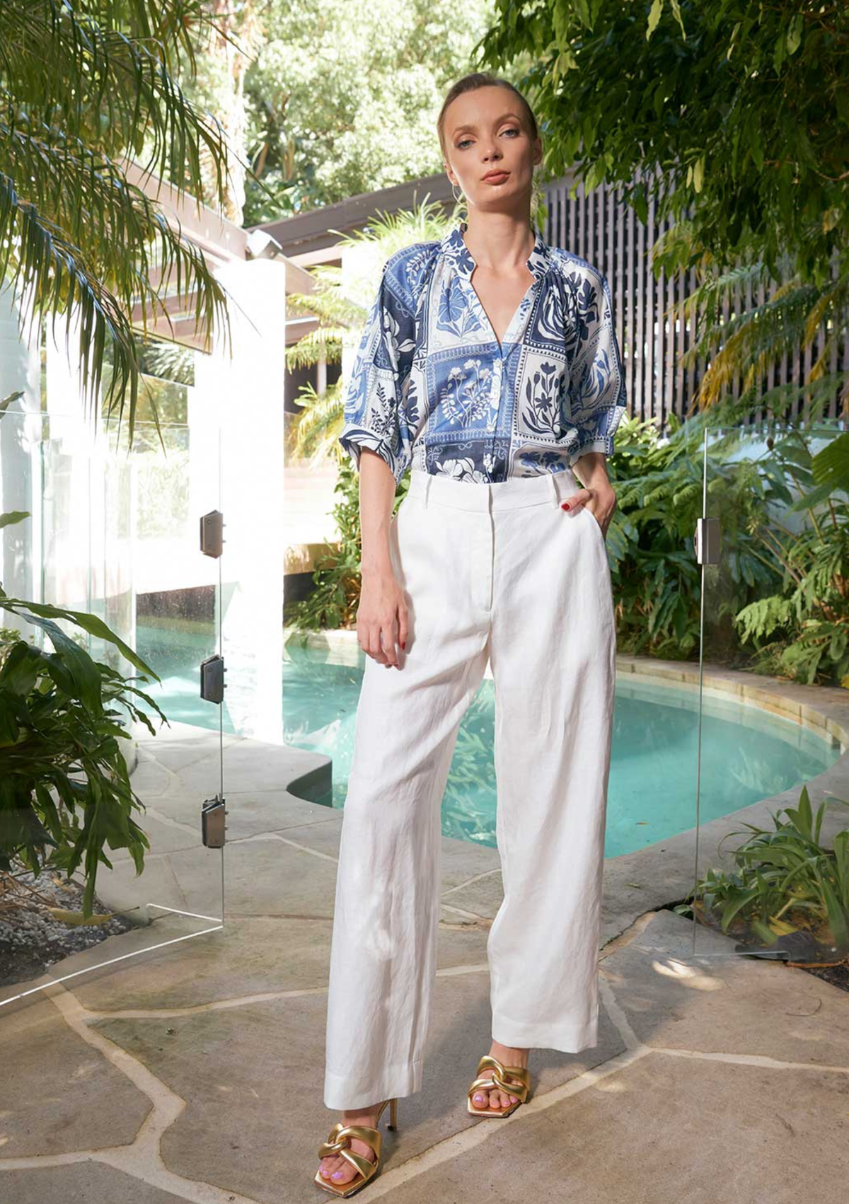 The Dreamer Label CLEARANCE Taylor Botanical Blouse - Denim