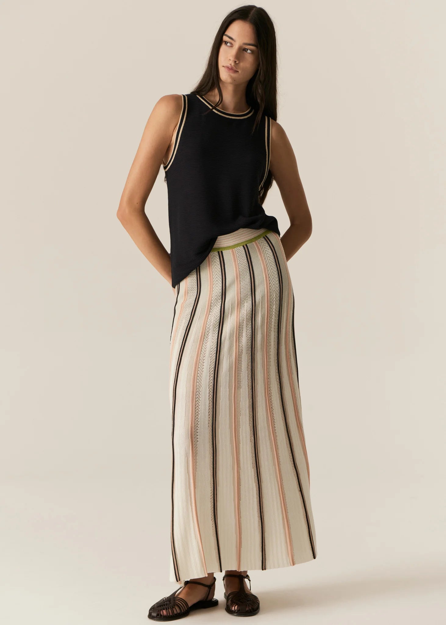 Tedd Knit Tank Top - Ink / Camel