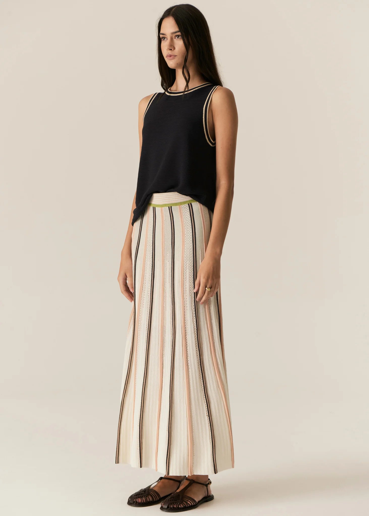 Tedd Knit Tank Top - Ink / Camel