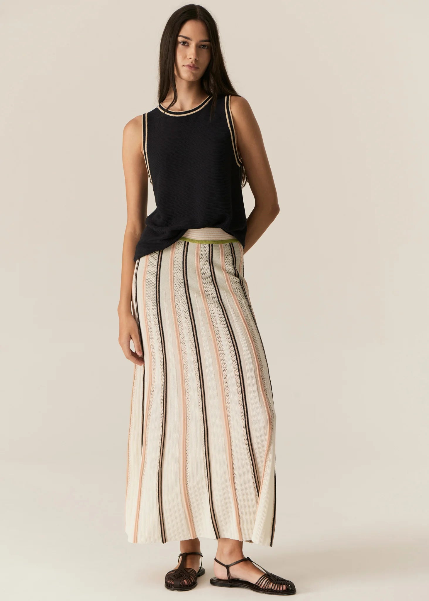 Tedd Knit Tank Top - Ink / Camel