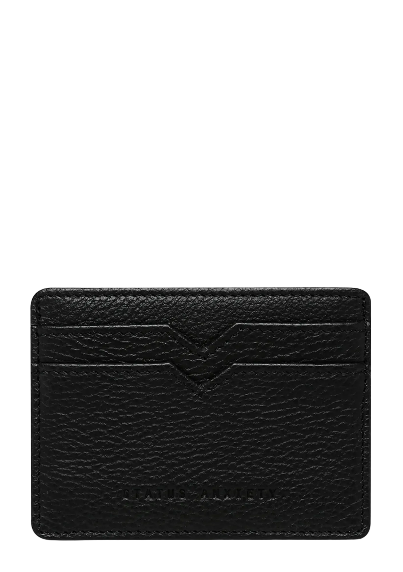 Black leather cardholder on a white background