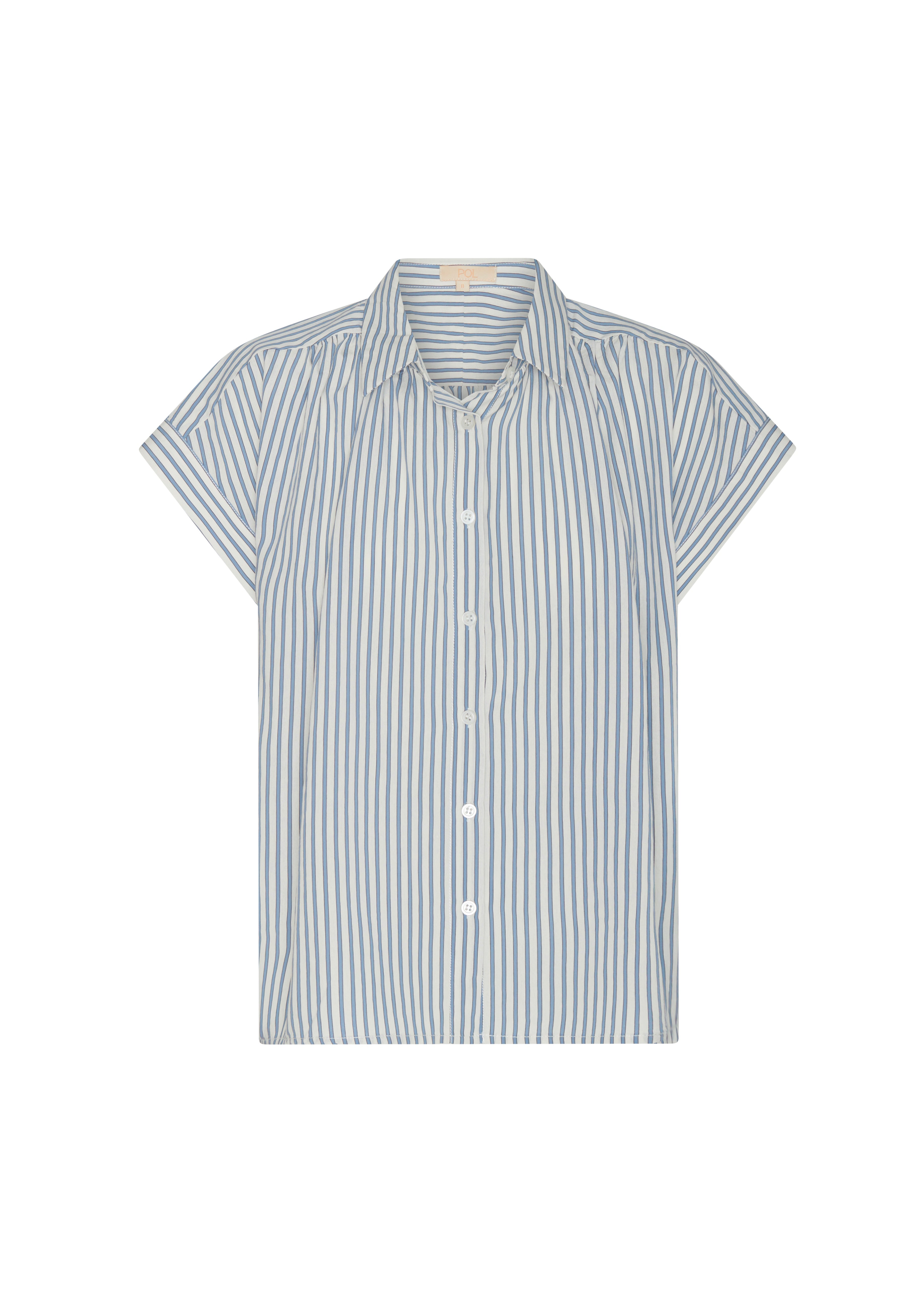 Vera Cap Sleeve Shirt - Blue Stripe