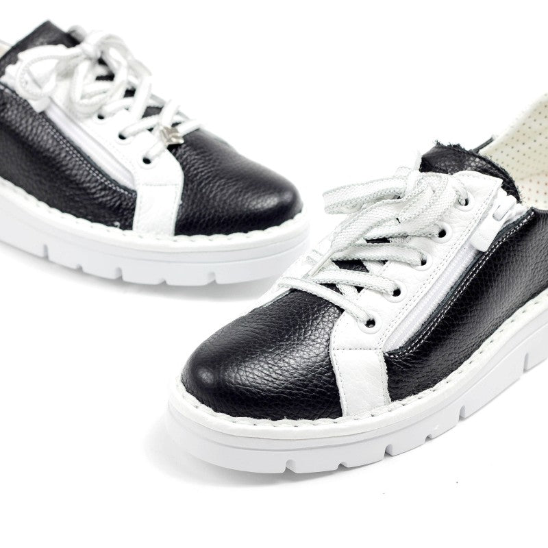 José Saenz CLEARANCE Zip Up Sneakers - Negro / Ice / Blanco