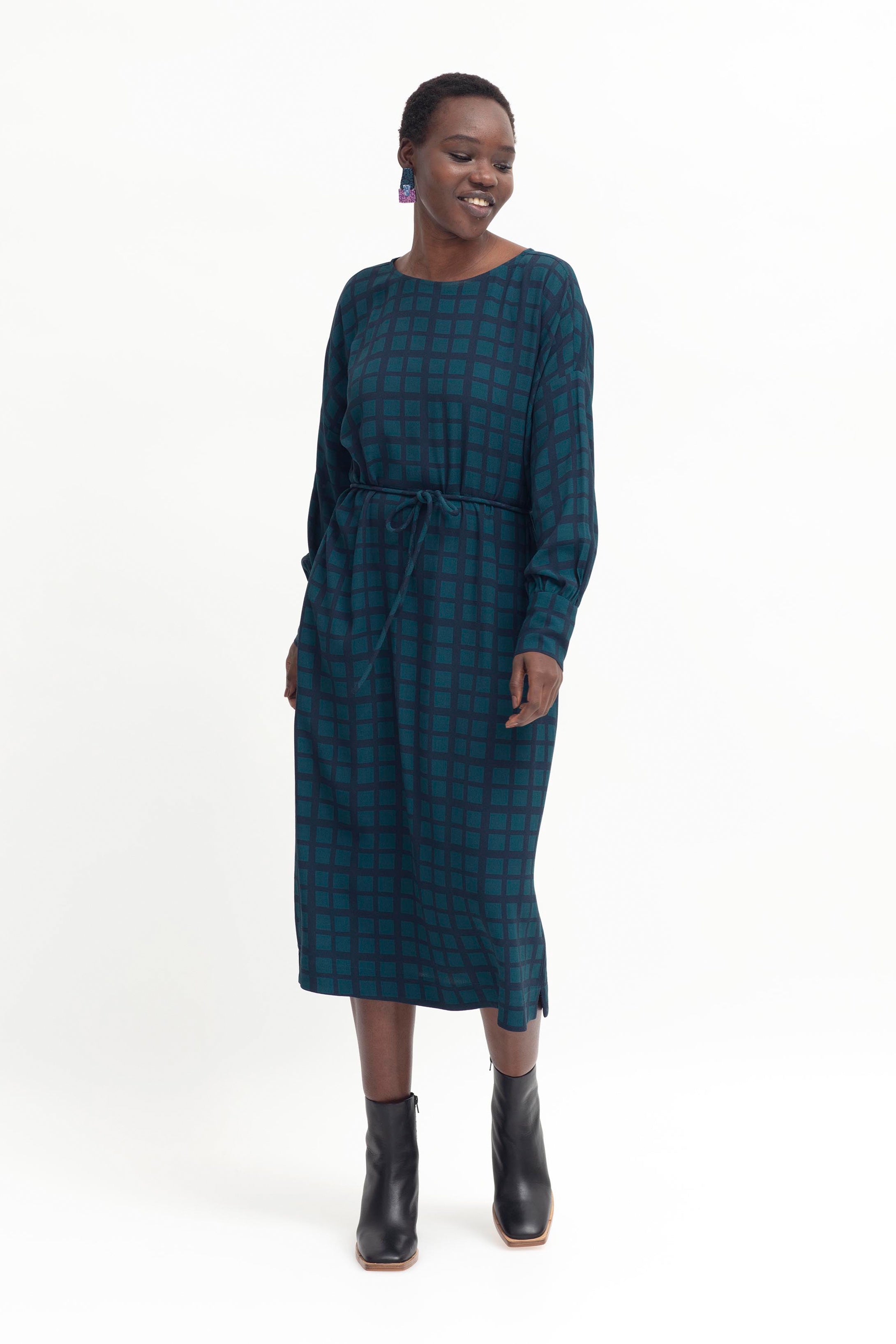 Krata Dress - Navy / Kombu Green Check