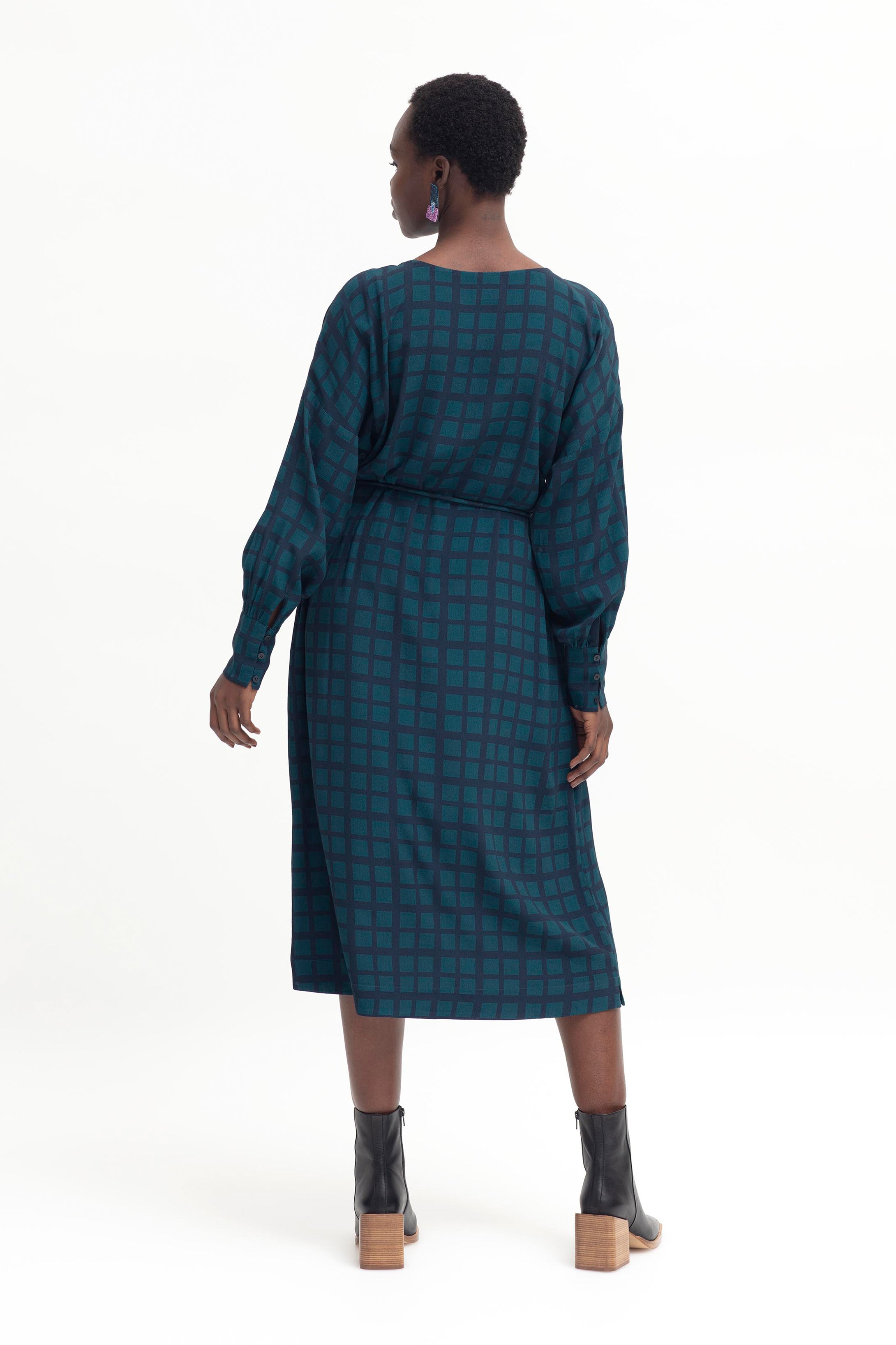 Krata Dress - Navy / Kombu Green Check