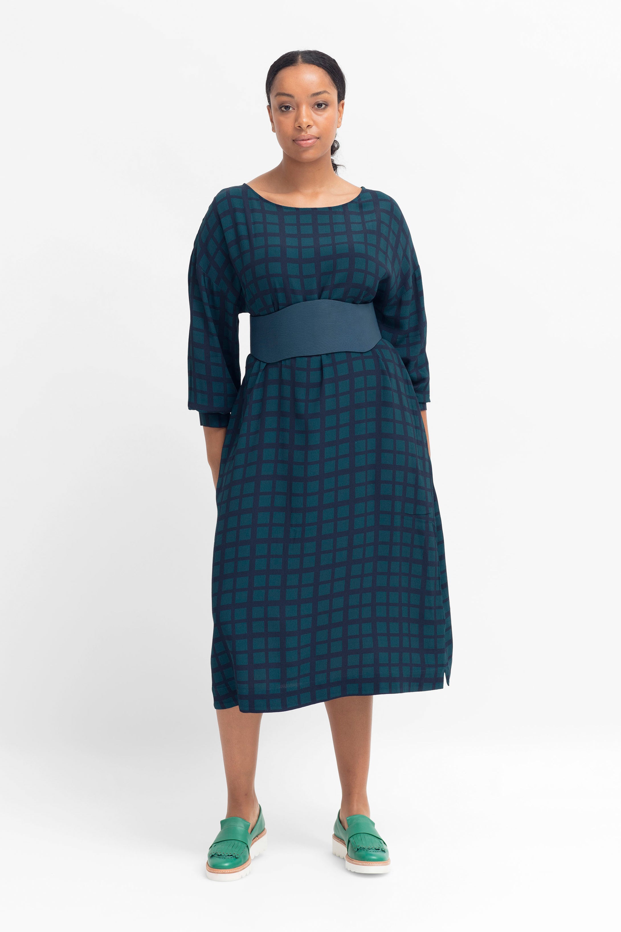 Krata Dress - Navy / Kombu Green Check