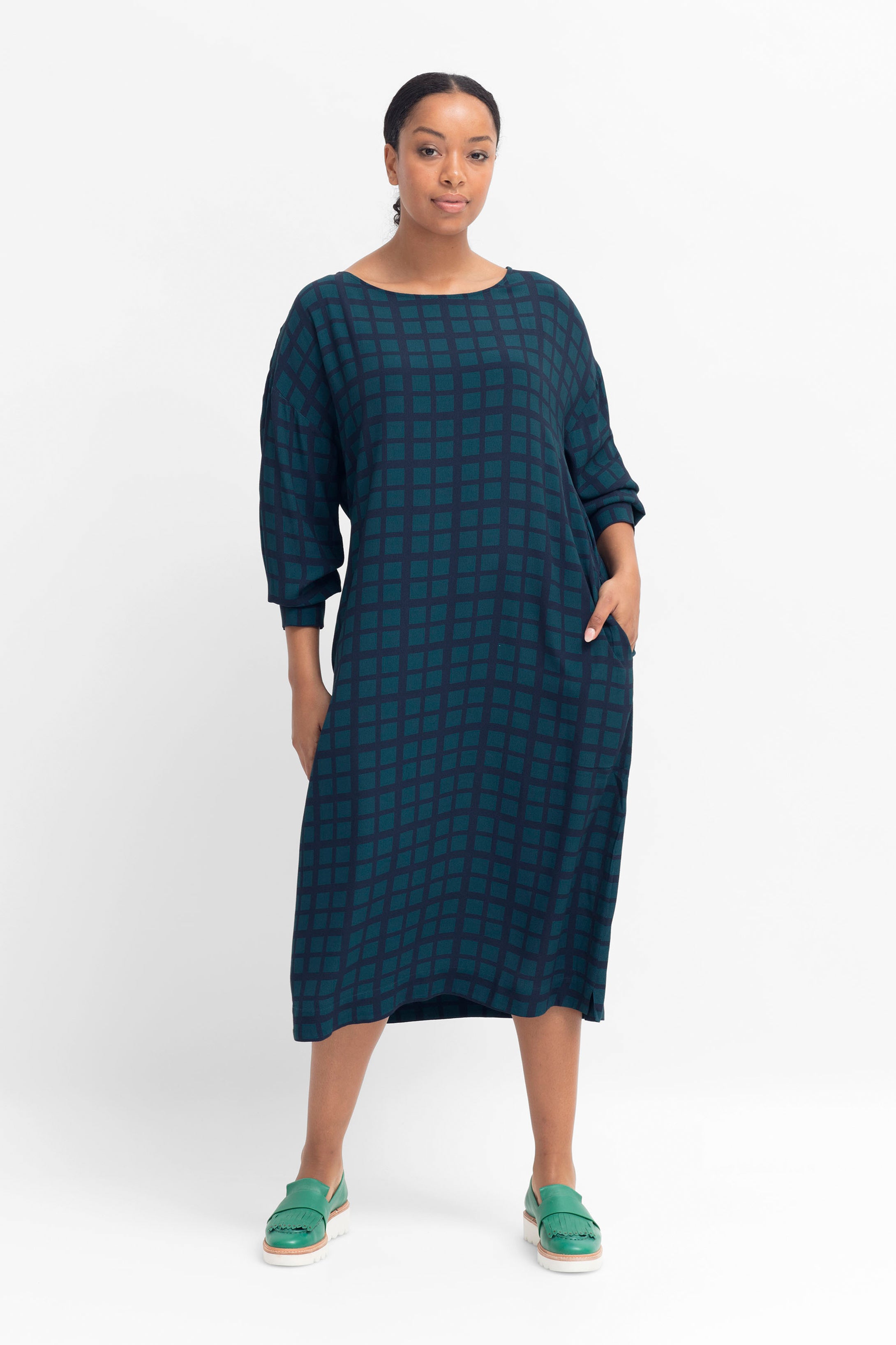 Krata Dress - Navy / Kombu Green Check