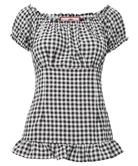 CLEARANCE The Dixie Gingham Top - Black / White