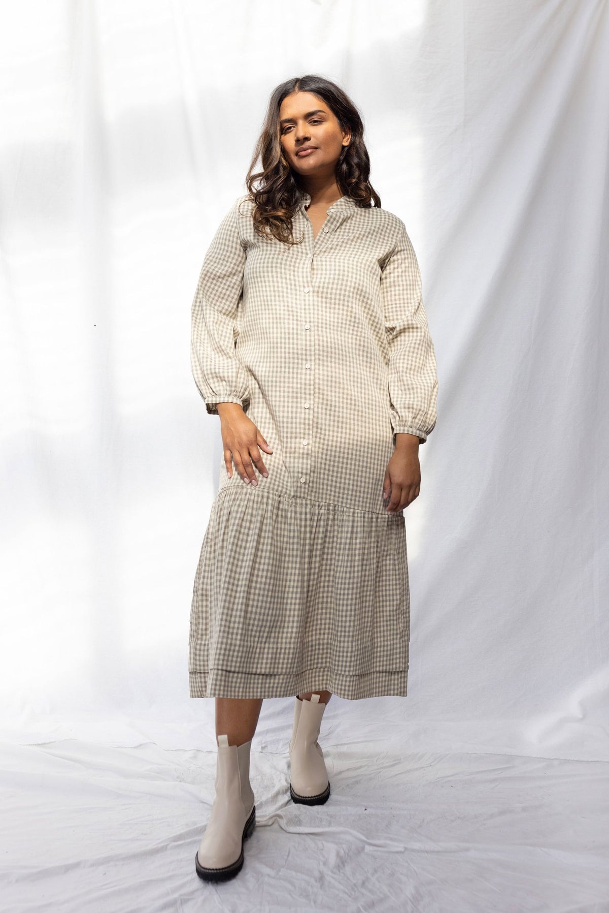 ReCreate CLEARANCE Camille Dress - Grey Gingham