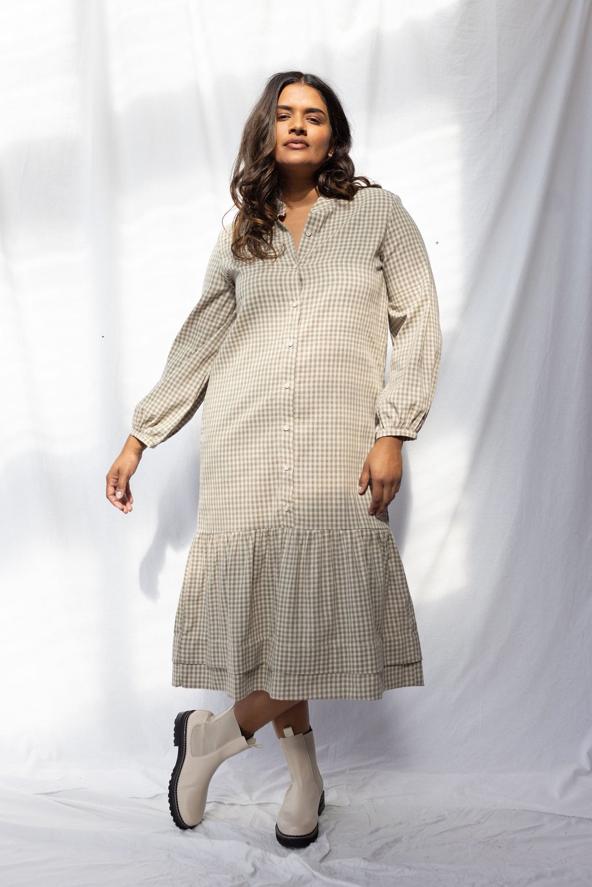 ReCreate CLEARANCE Camille Dress - Grey Gingham