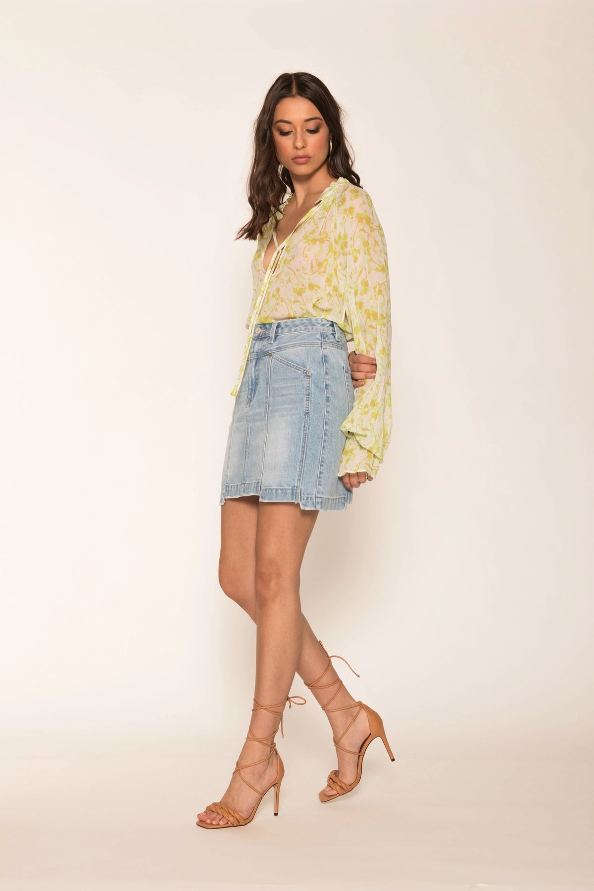 Aureta CLEARANCE Amelia Spliced Skirt - Tangled Up Blue
