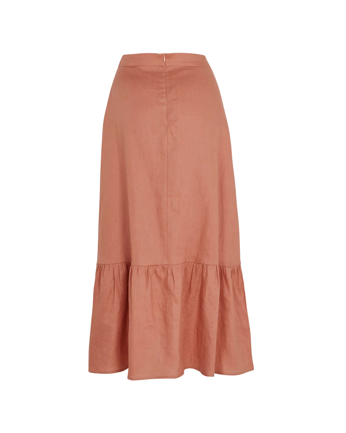 We Are Kindred CLEARANCE Lucia Midi Skirt with Ruffle Hem - Terracotta
