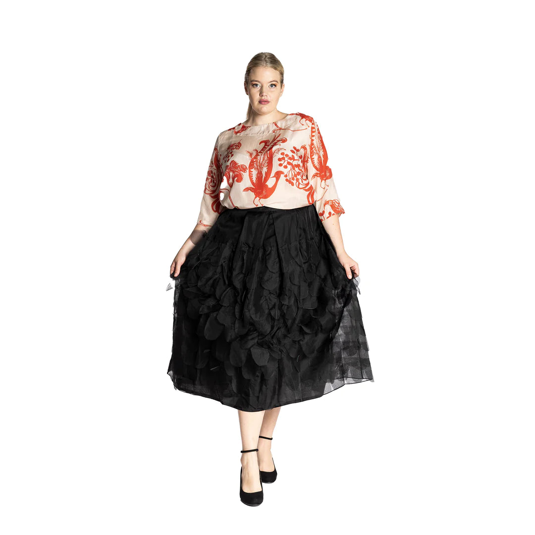 Megan Salmon CLEARANCE Organza Feathered Ellen Skirt - Black