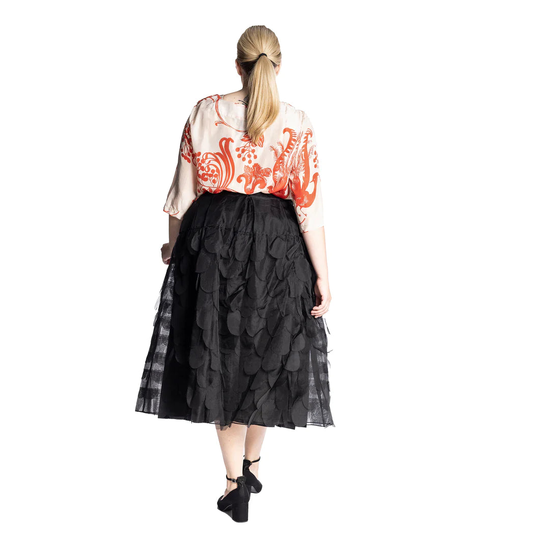 Megan Salmon CLEARANCE Organza Feathered Ellen Skirt - Black