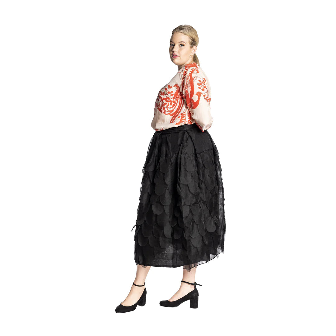 Megan Salmon CLEARANCE Organza Feathered Ellen Skirt - Black